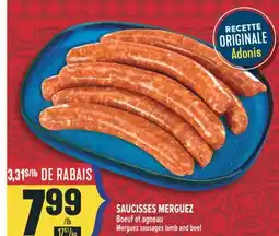 Marché Adonis SAUCISSES MERGUEZ BOEUF ET AGNEAU | MERGUEZ SAUSAGES LAMB AND BEEF offer