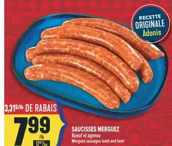 Marché Adonis SAUCISSES MERGUEZ BOEUF ET AGNEAU | MERGUEZ SAUSAGES LAMB AND BEEF offer