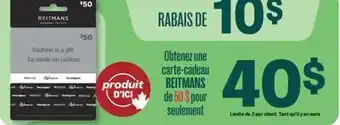 Jean Coutu carte-cadeau REITMANS offer