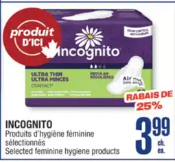 Jean Coutu INCOGNITO Selected feminine hygiene products offer