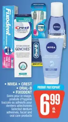 Jean Coutu NIVEA,CREST,ORAL-B,FIXODENT Selected denture adhesives, facial and oral care products offer