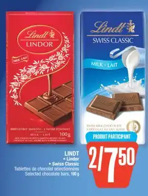 Jean Coutu LINDT Selected chocolate bars offer
