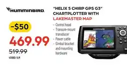 Pronature HUMMINBIRD HELIX 5 CHIRP GPS G3 CHARTPLOTTER WITH LAKEMASTER MAP offer