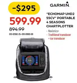 Pronature GARMIN ECHOMAP UHD2 55CV PORTABLE 4 SEASONS CHARTPLOTTER offer