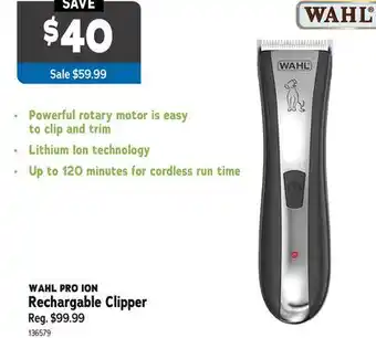 Ren’s Pets Depot WAHL PRO ION Rechargable Clipper offer