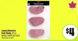 FreshCo Legacy boneless pork chops offer