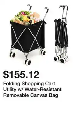 Bed Bath & Beyond Folding Shopping Cart Utility w/ Water-Resistant Removable Canvas Bag offer