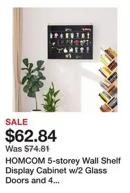 Bed Bath & Beyond HOMCOM 5-storey Wall Shelf Display Cabinet w/2 Glass Doors and 4 Adjustable Shelves offer