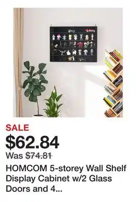 Bed Bath & Beyond HOMCOM 5-storey Wall Shelf Display Cabinet w/2 Glass Doors and 4 Adjustable Shelves offer