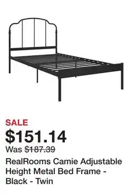 Bed Bath & Beyond RealRooms Camie Adjustable Height Metal Bed Frame - Black - Twin offer