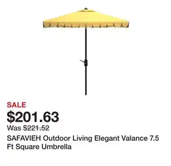 Bed Bath & Beyond SAFAVIEH Outdoor Living Elegant Valance 7.5 Ft Square Umbrella offer