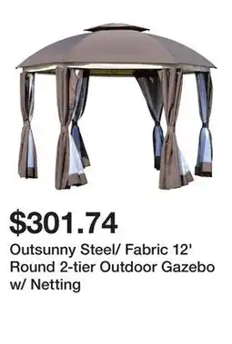 Bed Bath & Beyond Outsunny Steel/ Fabric 12' Round 2-tier Outdoor Gazebo w/ Netting offer