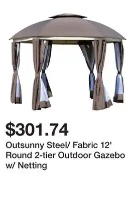 Bed Bath & Beyond Outsunny Steel/ Fabric 12' Round 2-tier Outdoor Gazebo w/ Netting offer