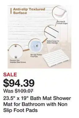 Bed Bath & Beyond 23.5 x 19 Bath Mat Shower Mat for Bathroom with Non Slip Foot Pads offer