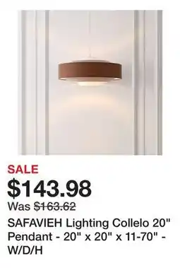 Bed Bath & Beyond SAFAVIEH Lighting Collelo 20 Pendant - 20 x 20 x 11-70 - W/D/H offer