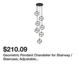 Bed Bath & Beyond Geometric Pendant Chandelier for Stairway / Staircase, Adjustable Height 5 or 7 Light Cluster offer