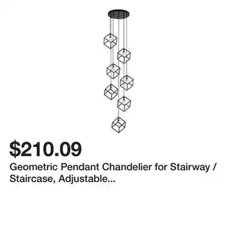 Bed Bath & Beyond Geometric Pendant Chandelier for Stairway / Staircase, Adjustable Height 5 or 7 Light Cluster offer