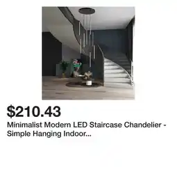 Bed Bath & Beyond Minimalist Modern LED Staircase Chandelier - Simple Hanging Indoor Lamp offer