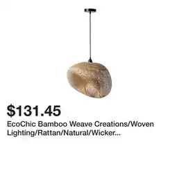 Bed Bath & Beyond EcoChic Bamboo Weave Creations/Woven Lighting/Rattan/Natural/Wicker Handmade/Cane ceiling Light offer