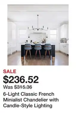 Bed Bath & Beyond 6-Light Classic French Minialist Chandelier with Candle-Style Lighting offer
