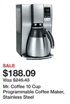 Bed Bath & Beyond Mr. Coffee 10 Cup Programmable Coffee Maker, Stainless Steel offer