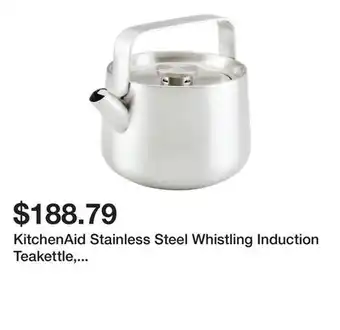 Bed Bath & Beyond KitchenAid Stainless Steel Whistling Induction Teakettle, 1.9-Quart, Brushed Stainless Steel offer