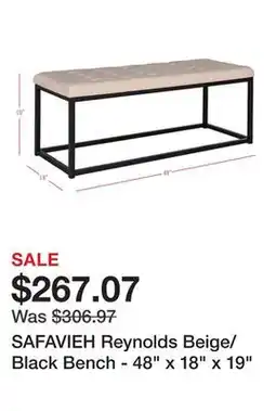 Bed Bath & Beyond SAFAVIEH Reynolds Beige/ Black Bench - 48 x 18 x 19 offer