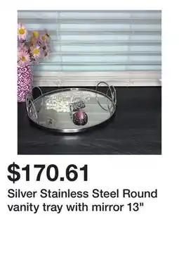 Bed Bath & Beyond Silver Stainless Steel Round vanity tray with mirror 13 offer
