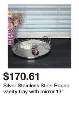 Bed Bath & Beyond Silver Stainless Steel Round vanity tray with mirror 13 offer