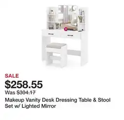 Bed Bath & Beyond Makeup Vanity Desk Dressing Table & Stool Set w/ Lighted Mirror offer