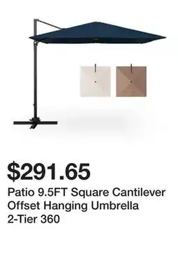 Bed Bath & Beyond Patio 9.5FT Square Cantilever Offset Hanging Umbrella 2-Tier 360 offer