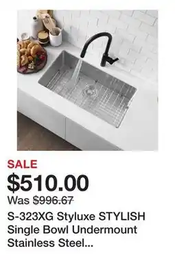 Wayfair S-323XG Styluxe STYLISH Single Bowl Undermount Stainless Steel Kitchen Sink offer