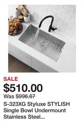 Wayfair S-323XG Styluxe STYLISH Single Bowl Undermount Stainless Steel Kitchen Sink offer