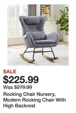 Wayfair Rocking Chair Nursery, Modern Rocking Chair With High Backrest offer
