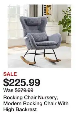 Wayfair Rocking Chair Nursery, Modern Rocking Chair With High Backrest offer