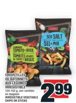 Super C CROUSTILLES OU BÂTONNETS AUX LÉGUMES IRRÉSISTIBLE | IRRÉSISTIBLE VEGETABLE CHIPS OR STICKS offer