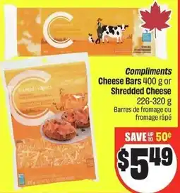 FreshCo Compliments Cheese Bars or Shredded Cheese offer