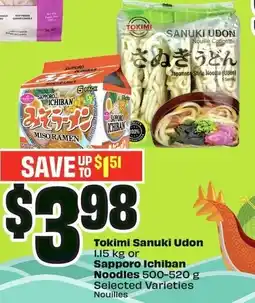 FreshCo Tokimi Sanuki Udon or Sapporo Ichiban Noodles offer