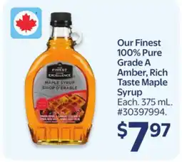 Walmart Our Finest 100% Pure Grade A Amber, Rich Taste Maple Syrup offer