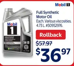 Walmart Full Synthetic Motor Oil offer