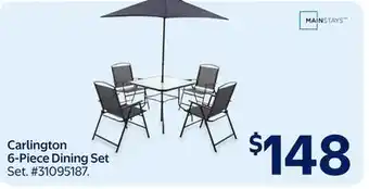 Walmart Mainstays Carlington 6-Piece Dining Set offer