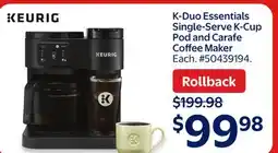 Walmart K-Duo Essentials Single-Serve K-Cup Pod and Carafe Coffee Maker offer