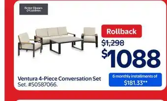 Walmart Better Homes & Gardens Ventura 4-Piece Conversation Set offer