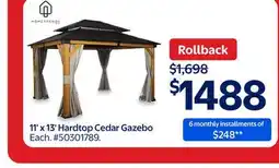 Walmart 11' x 13' Hardtop Cedar Gazebo offer