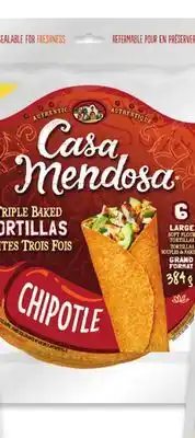 Walmart Casa Mendosa Chipotle Tortillas 6-Pack 384 g offer