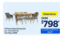 Walmart 9-Pieces Patio Dining Set offer