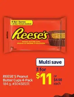 Walmart REESE'S Peanut Butter Cups 4-Pack offer