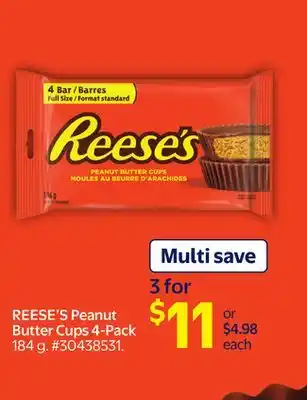 Walmart REESE'S Peanut Butter Cups 4-Pack offer