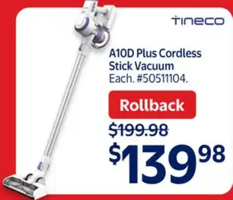 Walmart A10D Plus Cordless Stick Vacuum offer