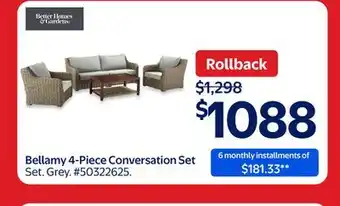 Walmart Better Homes & Gardens Bellamy 4-Piece Conversation Set offer